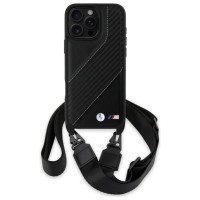 BMW M Edition Carbon Stripe & Strap Case for iPhone 16 Pro Max - Black