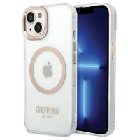 Guess Metal Outline MagSafe Case for iPhone 15 Plus / 14 Plus - Gold