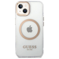 Guess Metal Outline MagSafe Case for iPhone 15 Plus / 14 Plus - Gold