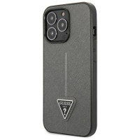 Guess Saffiano Triangle Logo case for iPhone 13 Pro Max 6.7" - silver