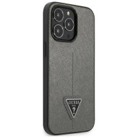Guess Saffiano Triangle Logo case for iPhone 13 Pro Max 6.7" - silver