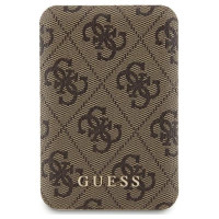 Guess Powerbank inductive 15W GUPB5FP4EMGW 5000mAh brown/brown 4G Leather Metal Logo MagSafe
