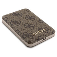 Guess Powerbank inductive 15W GUPB5FP4EMGW 5000mAh brown/brown 4G Leather Metal Logo MagSafe
