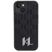 Karl Lagerfeld KLHCP15SPKLPKLK iPhone 15 / 14 / 13 6.1" black/black hardcase Leather Monogram Hot Stamp Metal Logo