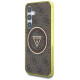 Guess 4G Glitter Triangle Buttons MagSafe Case for Samsung Galaxy S25 Brown