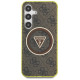 Guess 4G Glitter Triangle Buttons MagSafe Case for Samsung Galaxy S25 Brown