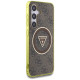 Guess 4G Glitter Triangle Buttons MagSafe Case for Samsung Galaxy S25 Brown