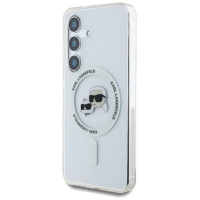 Karl Lagerfeld Case Karl Lagerfeld Button Karl & Choupette Heads Printed Logo MagSafe Samsung Galaxy S25 Plus white