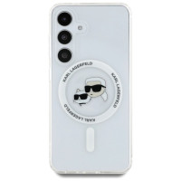 Karl Lagerfeld Case Karl Lagerfeld Button Karl & Choupette Heads Printed Logo MagSafe Samsung Galaxy S25 Plus white