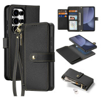 Dux Ducis Lawa Leather Case for Samsung Galaxy S25 Ultra with Detachable Magnetic Wallet - Black