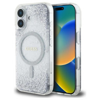 Guess HC Resin Bottom Glitter MagSafe case for iPhone 16 - silver