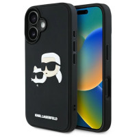 Karl Lagerfeld HC 3D Rubber Double Heads iPhone 16 Case - Black