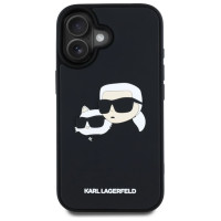 Karl Lagerfeld HC 3D Rubber Double Heads iPhone 16 Case - Black