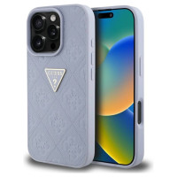 Guess Hot Stamp 4G Pattern Triangle Metal Logo iPhone 16 Pro Max Case - Purple