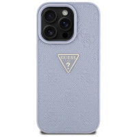 Guess Hot Stamp 4G Pattern Triangle Metal Logo iPhone 16 Pro Max Case - Purple