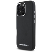 Karl Lagerfeld Saffiano Full Wrapped Elongated Metal Logo MagSafe iPhone 16 Pro Case - Black