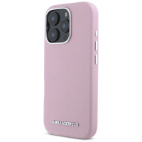 Karl Lagerfeld Saffiano Full Wrapped Elongated Metal Logo MagSafe iPhone 16 Pro Max Case - Pink