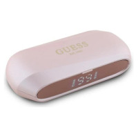 Guess Elongated Metalic Printed Logo Bluetooth TWS Headphones + Docking Station - Pink