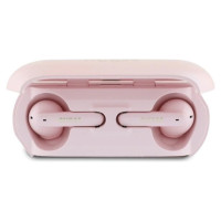 Guess Elongated Metalic Printed Logo Bluetooth TWS Headphones + Docking Station - Pink