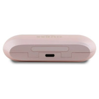 Guess Elongated Metalic Printed Logo Bluetooth TWS Headphones + Docking Station - Pink