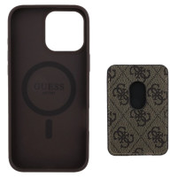 Guess 4G Stripes case with Magsafe wallet for iPhone 16 Pro Max brown