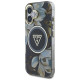 Guess Glitter Flowers Triangle Buttons MagSafe case for iPhone 16 black