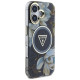 Guess Glitter Flowers Triangle Buttons MagSafe case for iPhone 16 black