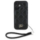 Karl Lagerfeld Quilted Initial Logo & Chain Strap iPhone 16 Case - Black