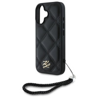 Karl Lagerfeld Quilted Initial Logo & Chain Strap iPhone 16 Case - Black