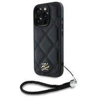 Karl Lagerfeld Quilted Initial Logo & Chain Strap iPhone 16 Pro Case - Black