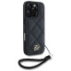 Karl Lagerfeld Quilted Initial Logo & Chain Strap iPhone 16 Pro Case - Black