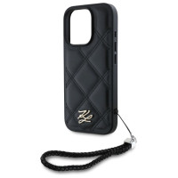 Karl Lagerfeld Quilted Initial Logo & Chain Strap iPhone 16 Pro Case - Black