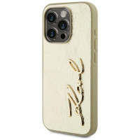 Karl Lagerfeld Wrinkled Metal Signature iPhone 15 Pro Max Case - Gold