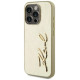Karl Lagerfeld Wrinkled Metal Signature iPhone 15 Pro Max Case - Gold