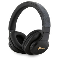 Guess Leather Tone On Tone Script Bluetooth 4G Over-Ear Headphones - Black