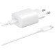 Samsung 25W EP-TA800EWE USB-C wall charger with Samsung EP-DA705BWE USB-C / USB-C cable replacement packaging - white