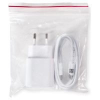 Samsung 25W EP-TA800EWE USB-C wall charger with Samsung EP-DA705BWE USB-C / USB-C cable replacement packaging - white