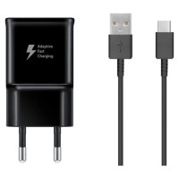 Samsung EP-TA200EBE USB-A 15W wall charger with EP-DR140ABE USB-A - USB-C cable (OOB Bulk - replacement packaging) - black
