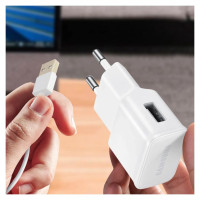 Samsung EP-TA200EWE USB-A 15W wall charger with EP-DR140AWE USB-A - USB-C cable (OOB Bulk - replacement packaging) - white