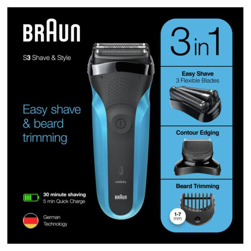 Braun el.skuveklis  310BT, melns/zils - 310BT
