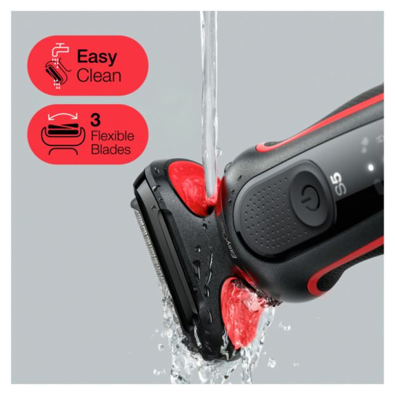 Braun Series 5 skuveklis AutoSense, sarkans - 51-R1000s