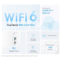 Tp-Link Wireless Router|TP-LINK|Wireless Router|1500 Mbps|Mesh|Wi-Fi 6|1x10/100/1000M|1x2.5GbE|DHCP|DECOX10(1-PACK)