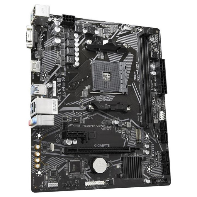 Gigabyte Mainboard|GIGABYTE|AMD A520|SAM4|Micro-ATX|Memory DDR4|Memory slots 2|1xPCI-Express 3.0 1x|1xPCI-Express 3.0 16x|1xM.2|1x15pin D-sub|1xHDMI|2xUSB 2.0|4xUSB 3.2|1xPS/2|1xRJ45|3xAudio port|A520MKV21.1