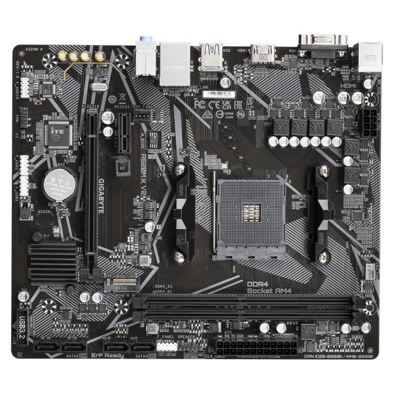 Gigabyte Mainboard|GIGABYTE|AMD A520|SAM4|Micro-ATX|Memory DDR4|Memory slots 2|1xPCI-Express 3.0 1x|1xPCI-Express 3.0 16x|1xM.2|1x15pin D-sub|1xHDMI|2xUSB 2.0|4xUSB 3.2|1xPS/2|1xRJ45|3xAudio port|A520MKV21.1