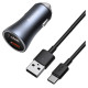Baseus Golden Contactor Pro fast car charger 2x USB 40 W Quick Charge SCP FCP AFC + USB cable - USB Type C gray (TZCCJD-A0G)