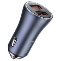 Baseus Golden Contactor Pro fast car charger 2x USB 40 W Quick Charge SCP FCP AFC + USB cable - USB Type C gray (TZCCJD-A0G)