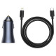 Baseus Golden Contactor Pro fast car charger USB Type C / USB 40 W Power Delivery 3.0 Quick Charge 4+ SCP FCP AFC + USB Type C cable - Lightning gray (TZCCJD-B0G)