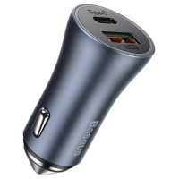 Baseus Golden Contactor Pro fast car charger USB Type C / USB 40 W Power Delivery 3.0 Quick Charge 4+ SCP FCP AFC + USB Type C cable - Lightning gray (TZCCJD-B0G)