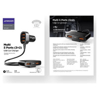 Joyroom fast car charger 5x USB 6.2 A with extension cable black (JR-CL03)