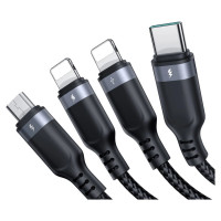 Joyroom Multi-Use Series S-A18 4in1 USB-A - USB-C / Lightning / Lightning / micro USB cable 1.2m - black